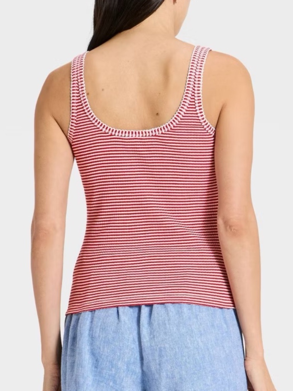 Universal Thread Textured RibTank-Red & White Size Large - Picture 2 of 7